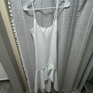 Selfie Leslie White Asymmetrical Slip Dress